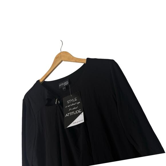 A623437 ATTUTIDES by Renee Como Jersey Ring Keyhole Top Black 1X - Picture 2 of 6